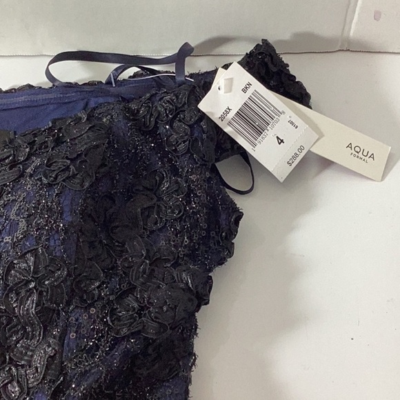 Aqua 
Off-the-Shoulder Embellished Lace Gown - Exclusive - Picture 10 of 12